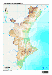 Mapa mudo c.valenciana fisic color 22.5x32.5 (50 uds)