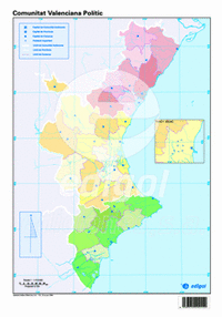 Mapa mudo c.valenciana politic color 22.5x32.5 (50 uds)