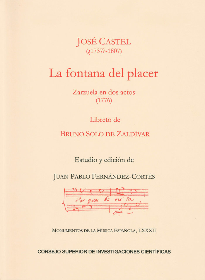 La fontana del placer : zarzuela en dos actos (1776)