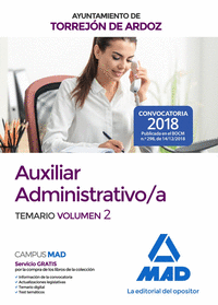 Auxiliar Administrativo/a del Ayuntamiento de Torrejón de Ardoz. Temario volumen 2