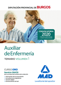 Auxiliar de enfermería de la Diputación Provincial de Burgos. Temario Volumen 1
