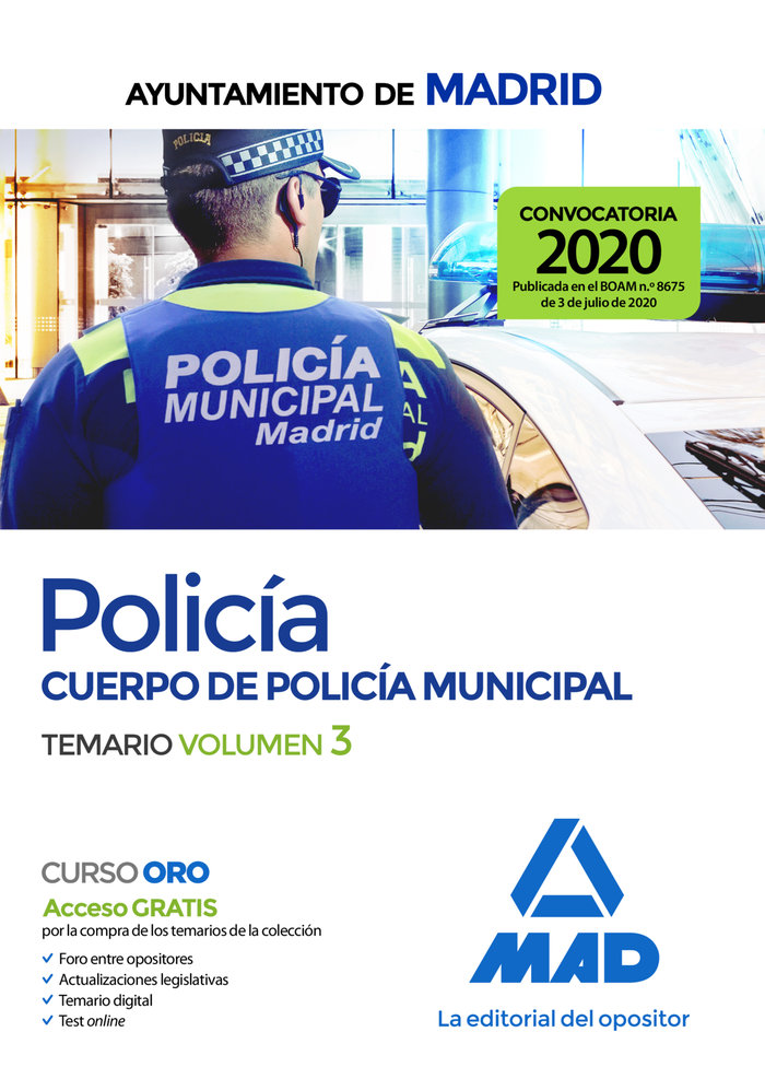 Policía del Cuerpo de Policía Municipal del Ayuntamiento de Madrid. Temario Volumen 3