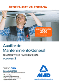 Auxiliar de Mantenimiento General de la Administración de la Generalitat Valenciana. Parte Especial Temario y test Volumen 2