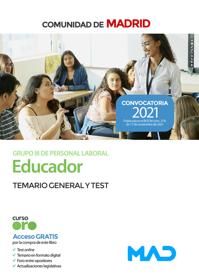 Educador (Grupo III) de la Comunidad de Madrid. Temario General y Test