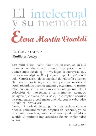 Elena Martín Vivaldi entrevistada por Emilio de Santiago