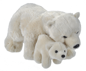 Peluche animal mama y bebe oso polar