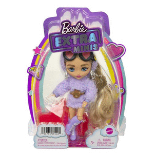 Barbie extra mini rubia con coletas y sudadera morada