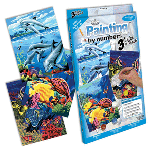 Pintar por numeros 21 piezas. animales marinos
