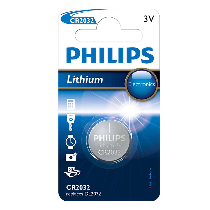 Pila boton litio philips cr2032 3v blister phi10618