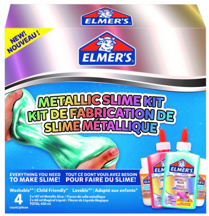 ELMER'S Kit de fabrication de Slime métallique, 2 flacons de colle