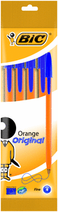 Boligrafo bic naranja fino blister 4 uds azul 8308521
