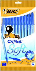Boligrafo bic cristal soft blister 10 uds azul 918532
