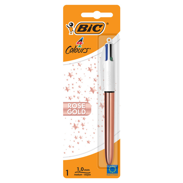Boligrafo bic 4 colores rose gold blister 1 ud