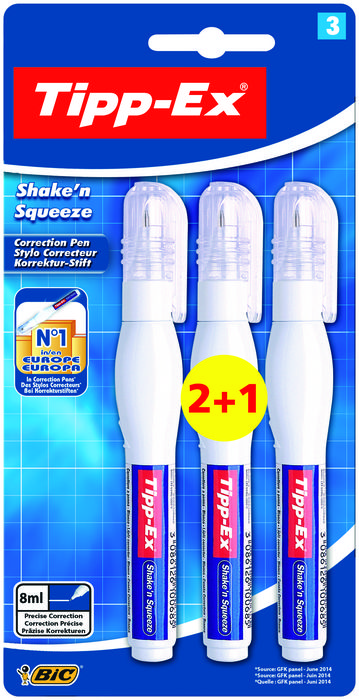 Corrector bic shake n squeeze blister 2+1 unidades 8349871
