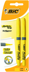 Marcador bic fluor brite liner grip amarillo bl 2 ud 824755