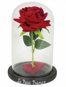 Figura el principito rosa en urna de cristal 22cm