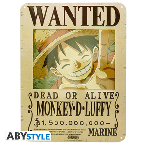 Placa metal one piece luffy wanted new world (28x38)