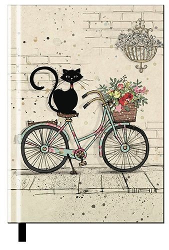 Cuaderno pasta dura a6 bug art gato bici