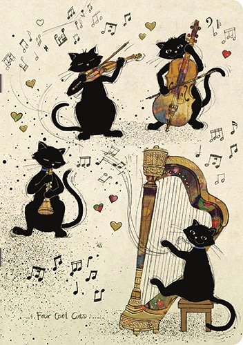 Cuaderno notas grapado a5 bug art gato musica