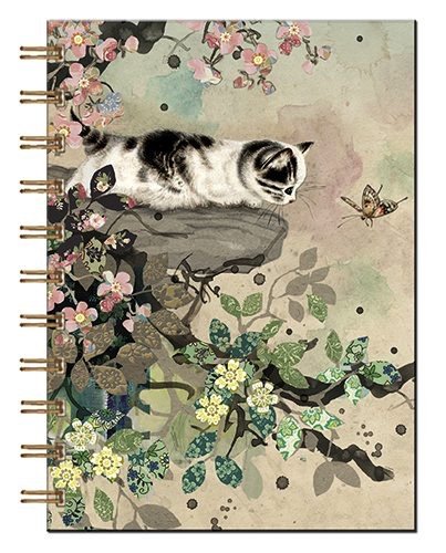 Cuaderno notas espiral a6 bug art gato flores