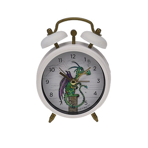 Reloj despertador metal 8,5cm blanc kook enfants dragon