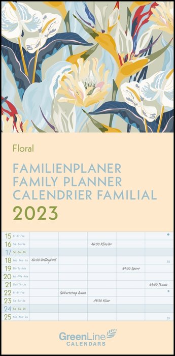 Planificador familiar 2023 floral 22x45