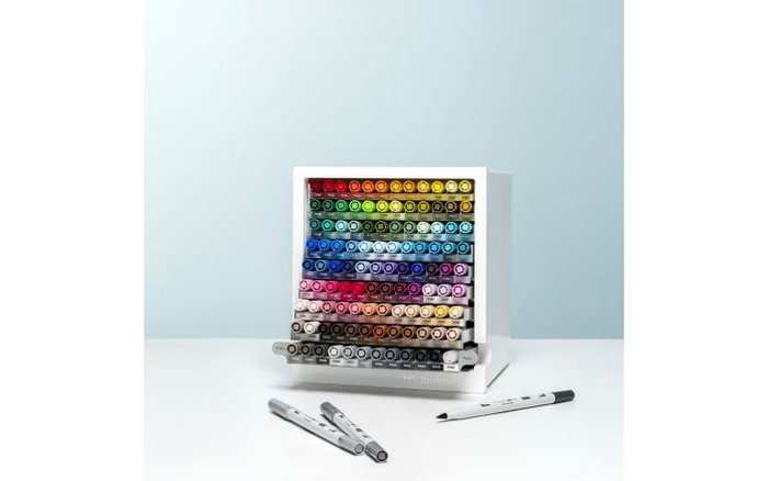 Organizador con 108 rotuladores doble punta pincel 1 x color