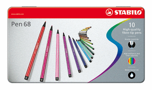 Rotulador stabilo premium pen 68 caja metal 10 colores surti