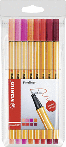 Blister rotulador stabilo point 88,8 colores shades of red
