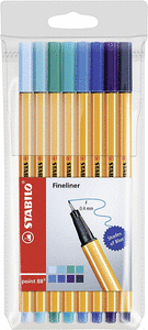 Blister rotulador stabilo point 88,8 colores shades of blue