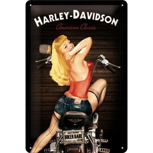 Placa de metal 20x30 cm harley-davidson biker babe