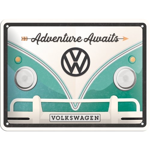 Placa de metal 15x20 cm volkswagen bulli-adventure awaits