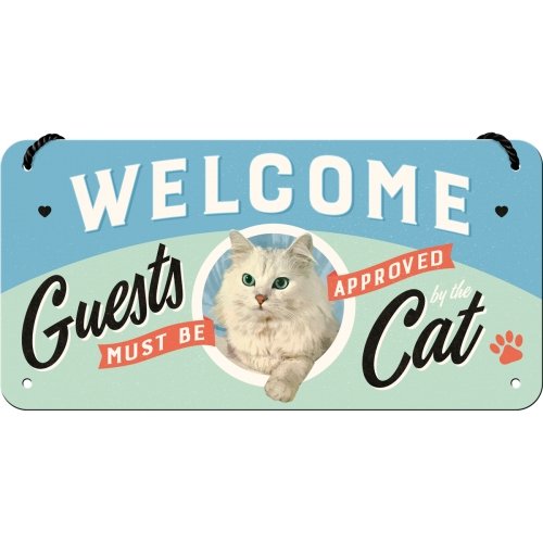 Letrero colgante 10x20 cm animal club welcome guests cat