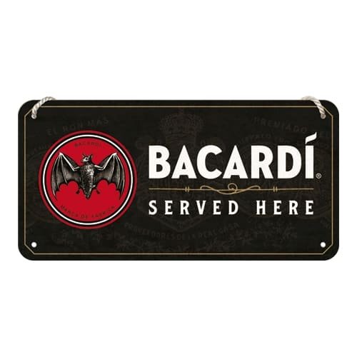 Letrero colgante 10x20 cms. bacardi bacardi - served here