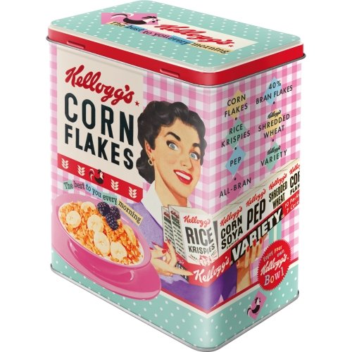 Caja de metal 10x14x20 cm happy hostess corn flakes