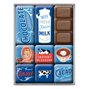 Set de 9 imanes say it 50´s chocolate addicted