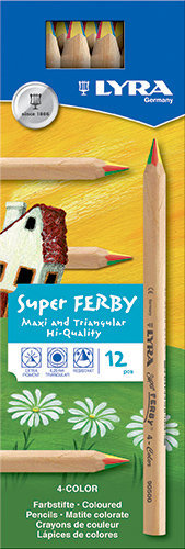 Lapiz de color lyra super ferby natural mina 4 colores caja