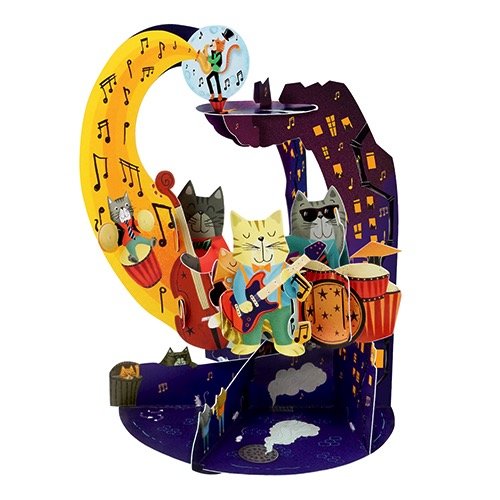 Tarjeta 3d pop up pendulum gatos musica