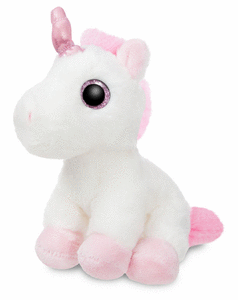Peluche st unicornio blanco y rosa 18 cm