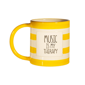 Taza de rayas amarilla music is my therapy
