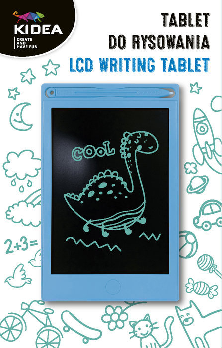 Tablet lcd azul aprendo a dibujar