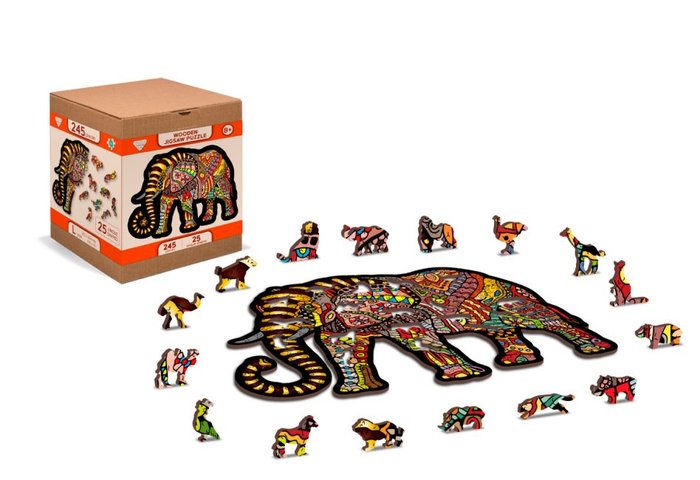 Puzzle madera piezas 3d magic elefante (medio -m)