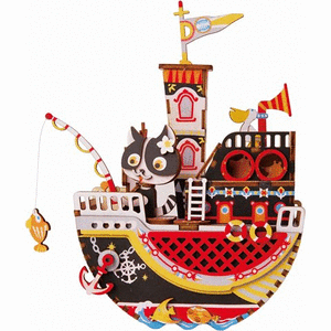 Caja de musica gato barco