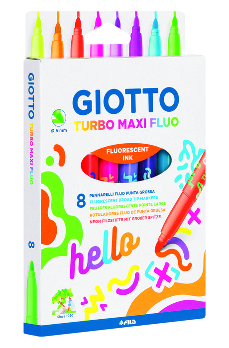 Rotuladores giotto turbo maxi fluo estuche 8 colores surtido - Papelería  Sambra