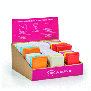 Expositor tarjetas y sobres de colores surtidos 30x28x15cm