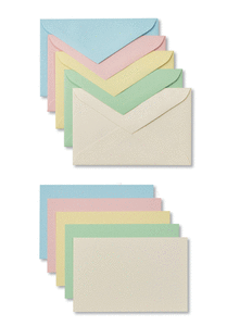 Caja 100 tarjetas y sobres colores pastel tamaÑo 9 dresda