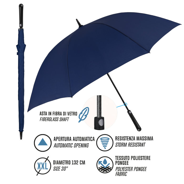 Paraguas largo hombre golf xxl aut azul marino – LITERALI Box