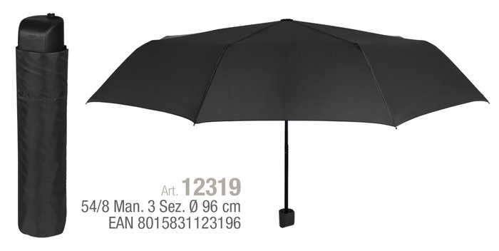 Paraguas hombre plegable 54/8 basic negro
