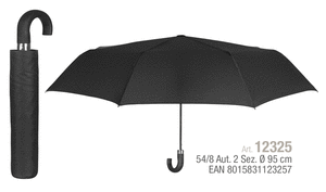 Paraguas hombre plegable 54/8 basic negro mango