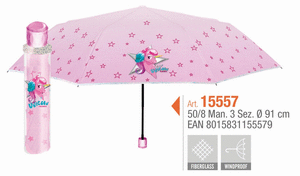 Paraguas bimba mini 50/8 manual 3 sc rosa glitter cool kids